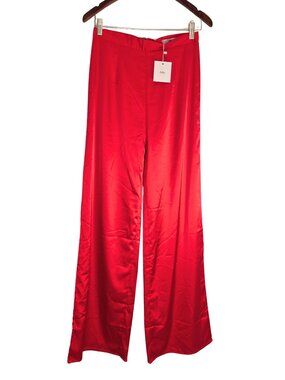 Adika Women's Red satin pants trousers Size Medium NWT